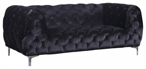 Meridian Furniture - Mercer Velvet Loveseat in Black - 646BL-L - GreatFurnitureDeal