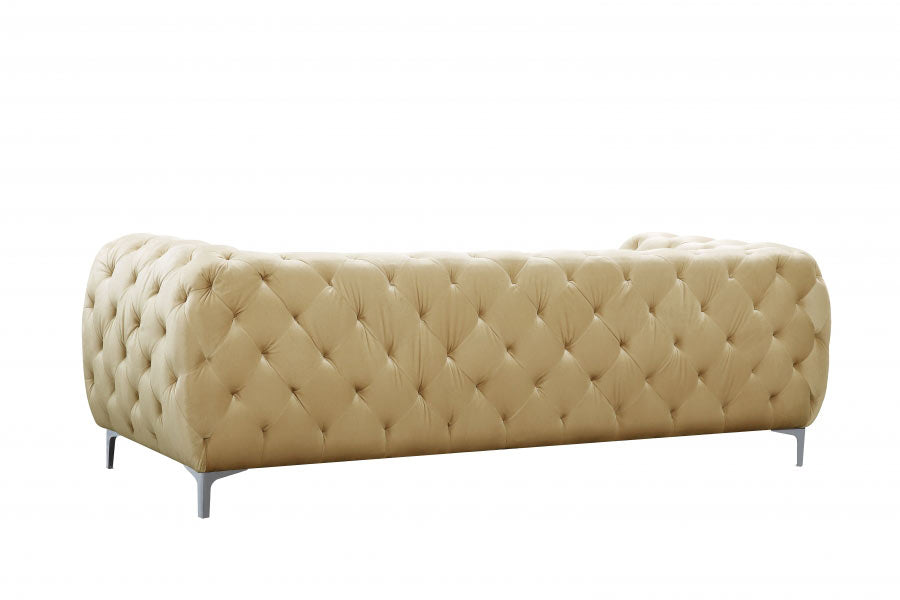 Meridian Furniture - Mercer Velvet Loveseat in Beige - 646BE-L - GreatFurnitureDeal