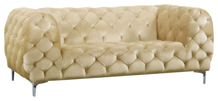 Meridian Furniture - Mercer Velvet Loveseat in Beige - 646BE-L - GreatFurnitureDeal