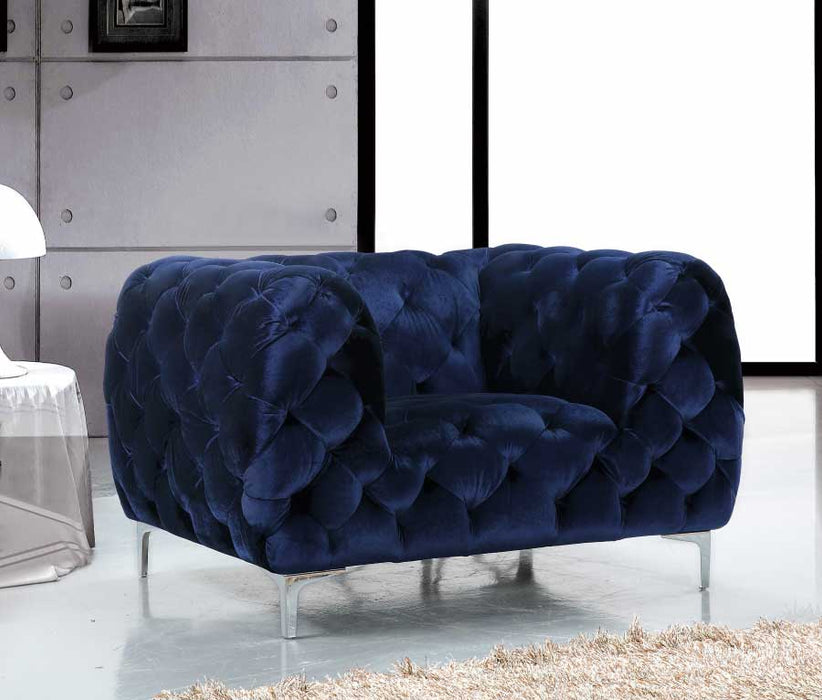Meridian Furniture - Mercer 3 Piece Living Room Set in Navy -  646Navy-S-3SET - GreatFurnitureDeal