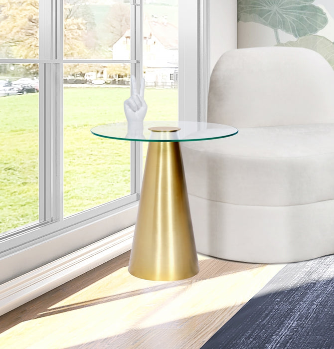 Meridian Furniture - Glassimo End Table in Brushed Gold - 298-ET - GreatFurnitureDeal