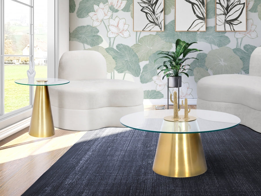 Meridian Furniture - Glassimo End Table in Brushed Gold - 298-ET - GreatFurnitureDeal