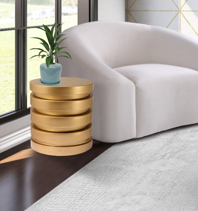 Meridian Furniture - Levels End Table in Brushed Gold - 299-ET - GreatFurnitureDeal