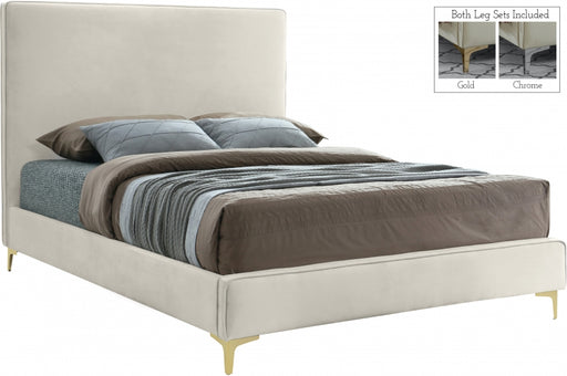 Meridian Furniture - Geri Velvet King Bed in Cream - GeriCream-K - GreatFurnitureDeal