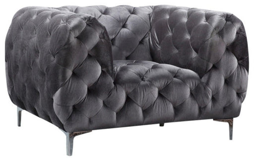 Meridian Furniture - Mercer Velvet Chair in Grey - 646GRY-C - GreatFurnitureDeal