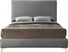 Meridian Furniture - Geri Velvet Queen Bed in Grey - GeriGrey-Q - GreatFurnitureDeal