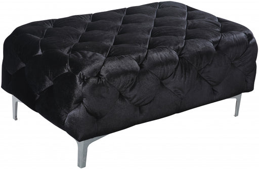 Meridian Furniture - Mercer Velvet Ottoman in Black - 646BL-Ott - GreatFurnitureDeal