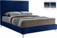 Meridian Furniture - Geri Velvet Queen Bed in Navy - GeriNavy-Q - GreatFurnitureDeal