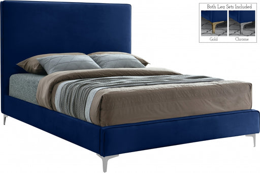 Meridian Furniture - Geri Velvet King Bed in Navy - GeriNavy-K - GreatFurnitureDeal