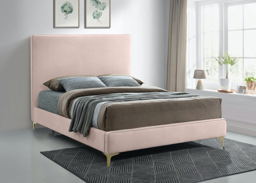 Meridian Furniture - Geri Velvet Queen Bed in Pink - GeriPink-Q - GreatFurnitureDeal