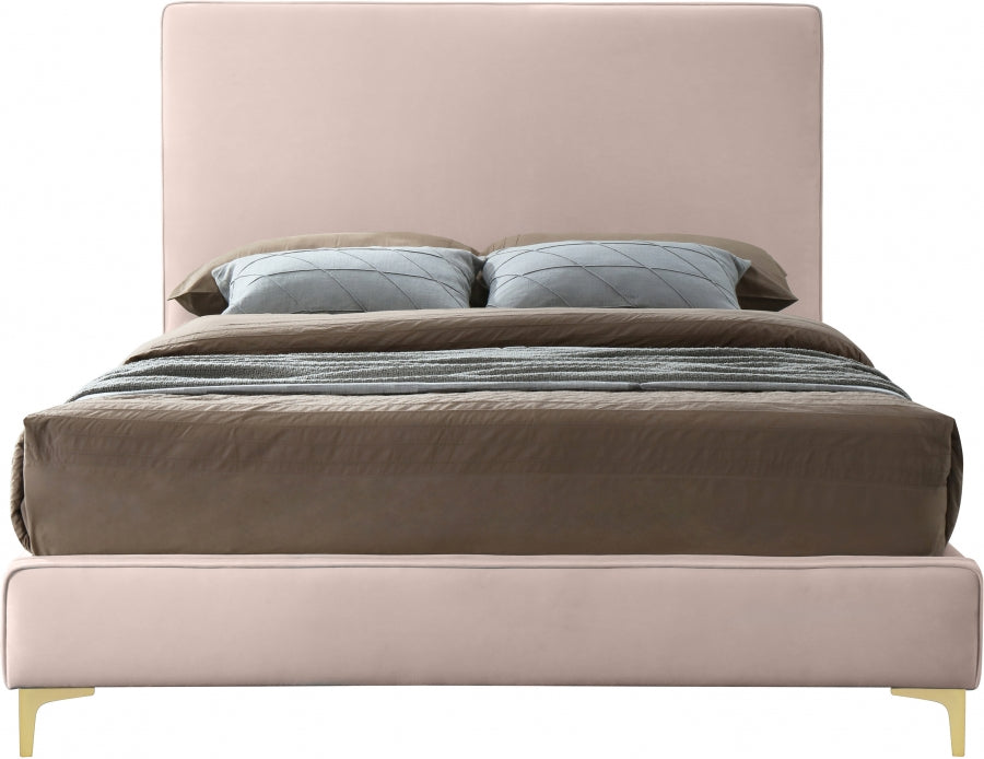 Meridian Furniture - Geri Velvet Queen Bed in Pink - GeriPink-Q - GreatFurnitureDeal