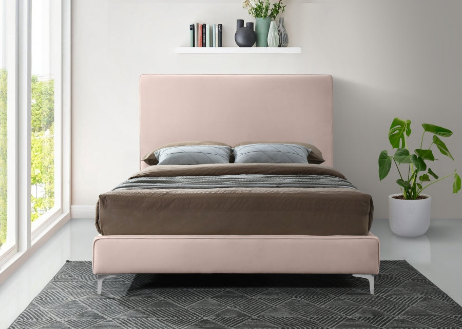 Meridian Furniture - Geri Velvet Queen Bed in Pink - GeriPink-Q - GreatFurnitureDeal