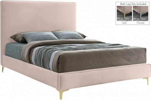 Meridian Furniture - Geri Velvet Queen Bed in Pink - GeriPink-Q - GreatFurnitureDeal