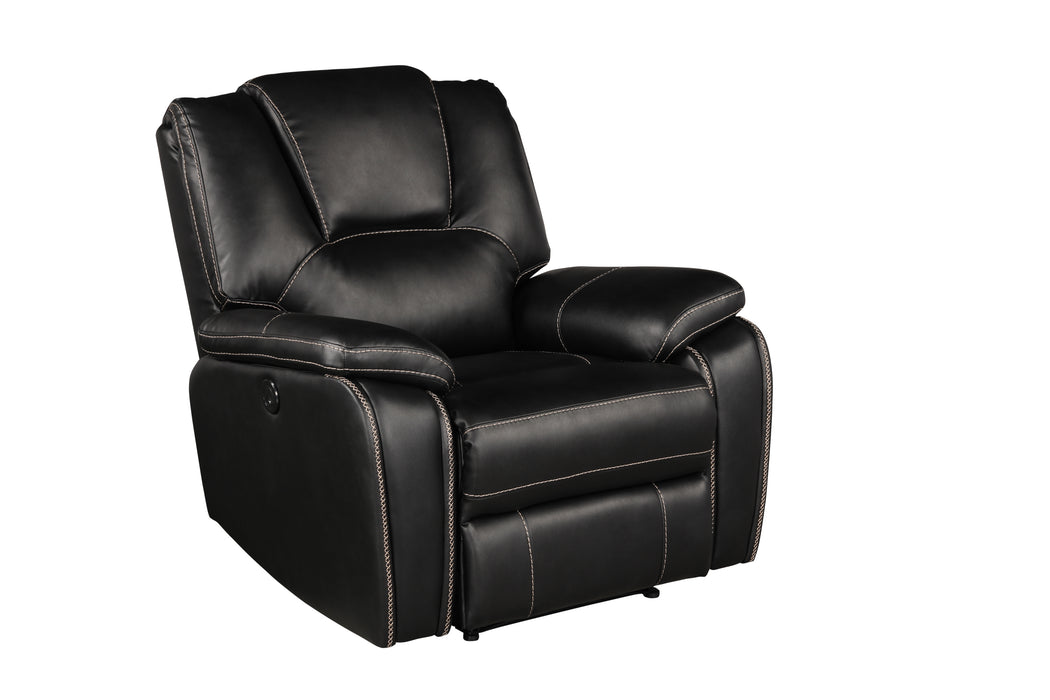 GFD Home - Hong Kong 3 Piece Power Reclining Sofa Set made with Faux Leather in Black - GreatFurnitureDeal