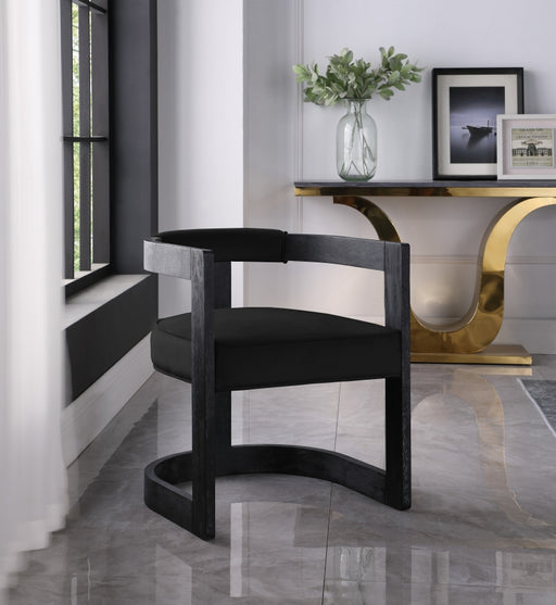 Meridian Furniture - Regency Velvet Dining Chair Set of 2 in Black - 851Black-C - GreatFurnitureDeal