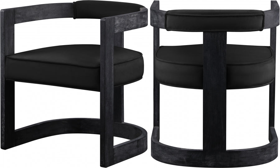 Meridian Furniture - Regency Velvet Dining Chair Set of 2 in Black - 851Black-C