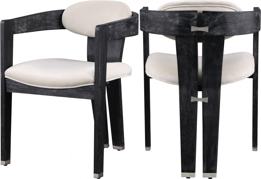 Meridian Furniture - Vantage Velvet Dining Chair Set of 2 in Cream - 852Cream-C