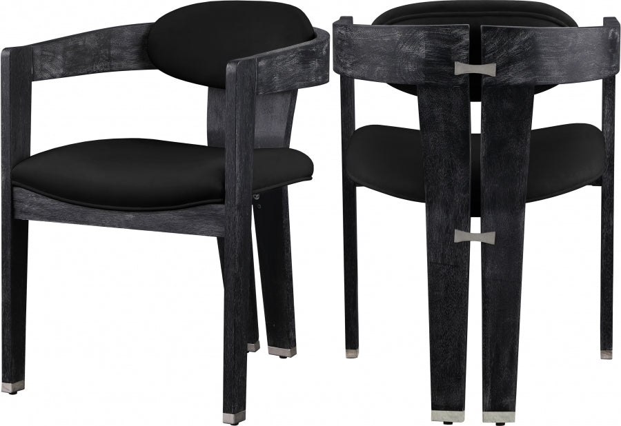 Meridian Furniture - Vantage Velvet Dining Chair Set of 2 in Black - 852Black-C - GreatFurnitureDeal