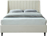 Meridian Furniture - Eva Velvet Queen Bed in Cream - EvaCream-Q - GreatFurnitureDeal