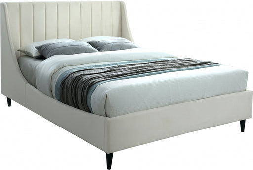 Meridian Furniture - Eva Velvet King Bed in Cream - EvaCream-K - GreatFurnitureDeal