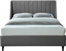 Meridian Furniture - Eva Velvet Queen Bed in Grey - EvaGrey-Q - GreatFurnitureDeal