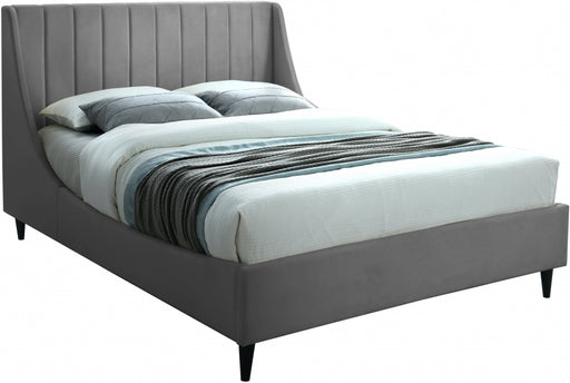 Meridian Furniture - Eva Velvet King Bed in Grey - EvaGrey-K - GreatFurnitureDeal