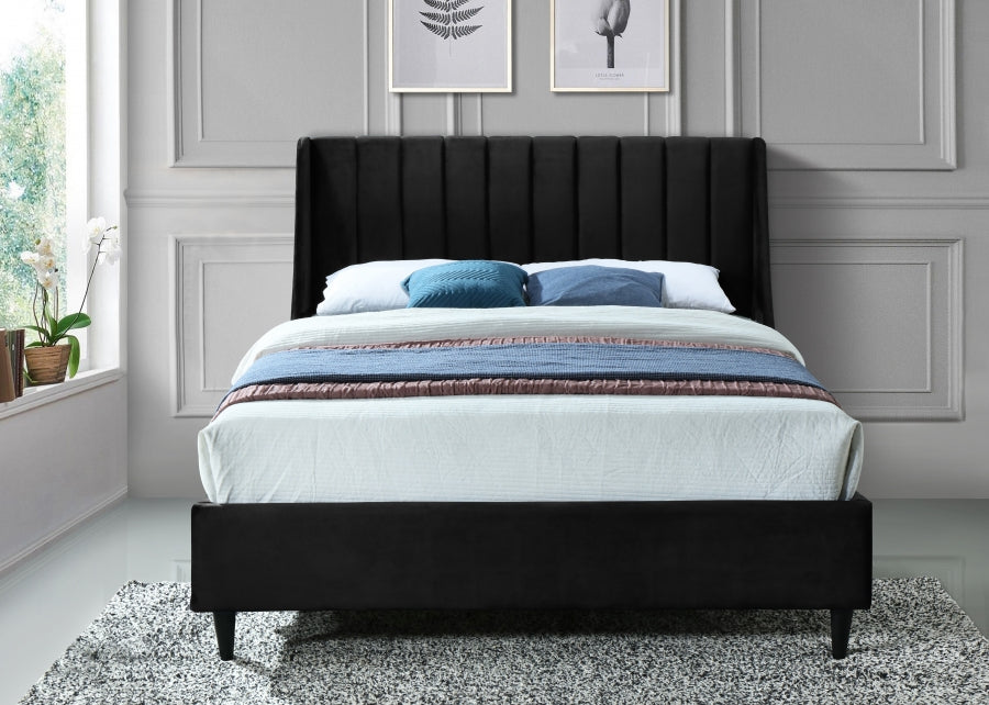 Meridian Furniture - Eva Velvet King Bed in Black - EvaBlack-K