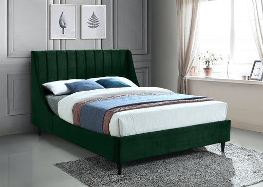 Meridian Furniture - Eva Velvet Queen Bed in Green - EvaGreen-Q - GreatFurnitureDeal
