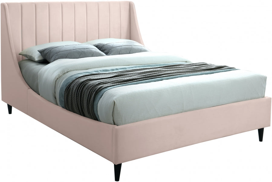 Meridian Furniture - Eva Velvet Queen Bed in Pink - EvaPink-Q - GreatFurnitureDeal