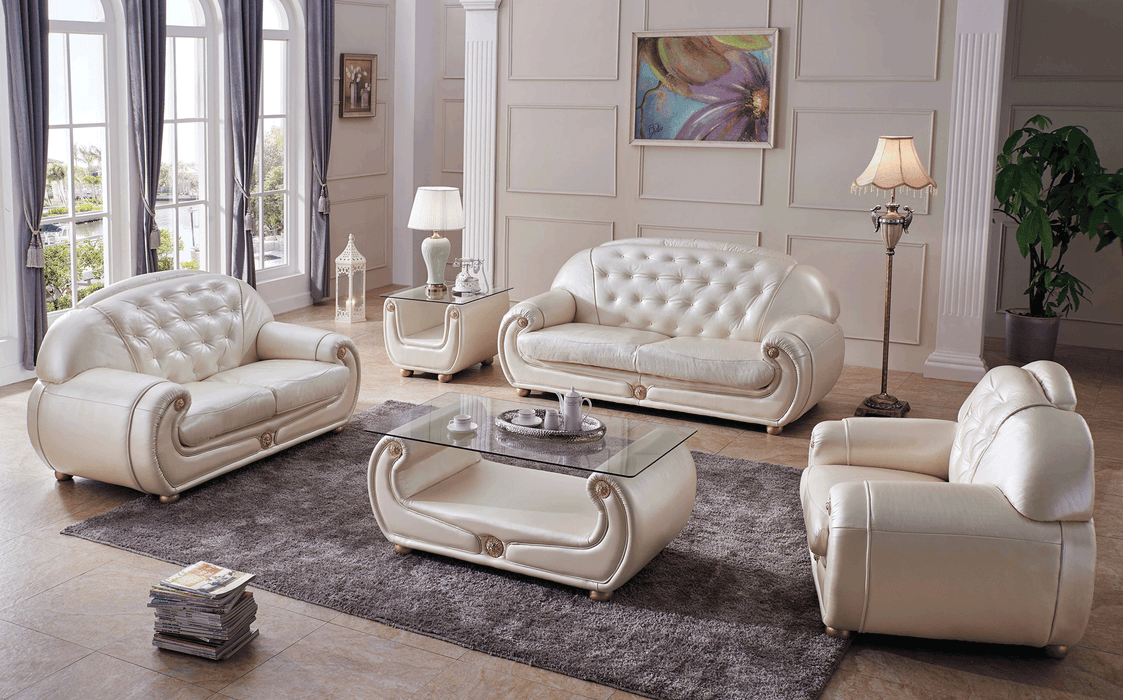 ESF Furniture -  Giza Living Room 3 Piece Living Room Set in White - GIZA3-3SET