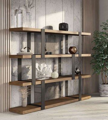 VIG Furniture - Modrest Brewer - Modern Walnut & Black Bookshelf - VGBBMQ2001SF-BLK - GreatFurnitureDeal