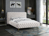 Meridian Furniture - Delano Velvet Queen Bed in Cream - DelanoCream-Q - GreatFurnitureDeal