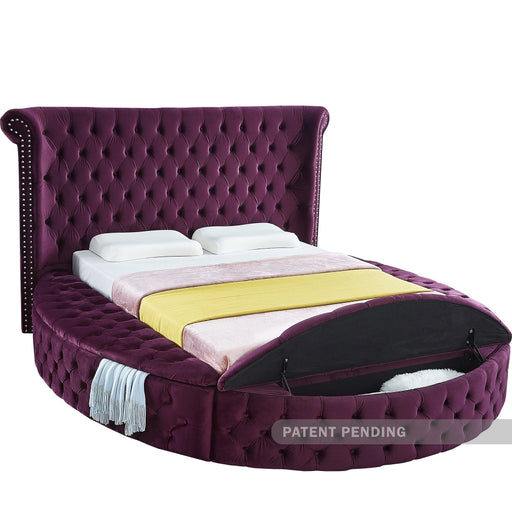 Meridian Furniture - Luxus Velvet King Bed in Purple - LuxusPurple-K - GreatFurnitureDeal