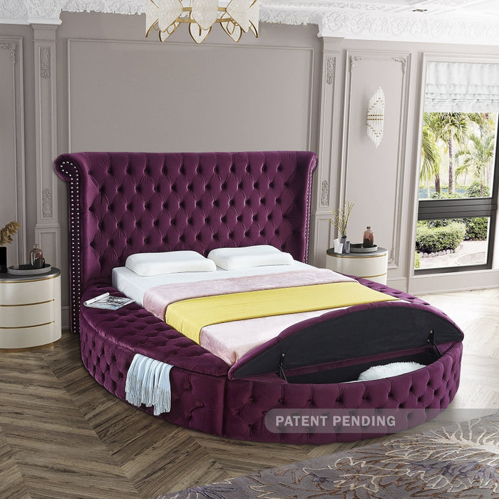 Meridian Furniture - Luxus Velvet Queen Bed in Purple - LuxusPurple-Q - GreatFurnitureDeal