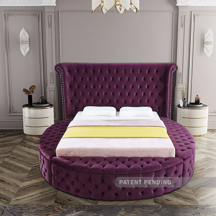 Meridian Furniture - Luxus Velvet Queen Bed in Purple - LuxusPurple-Q - GreatFurnitureDeal