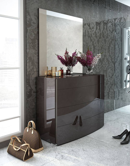ESF Furniture - Barcelona 120 Dresser with Mirror Set in Glossy Brown - BARCELONA-D120+M - GreatFurnitureDeal