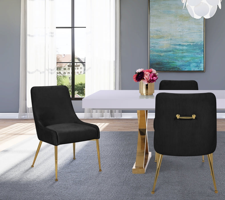 Meridian Furniture - Ace Velvet Dining Chair Set of 2 in Black - 855Black - GreatFurnitureDeal
