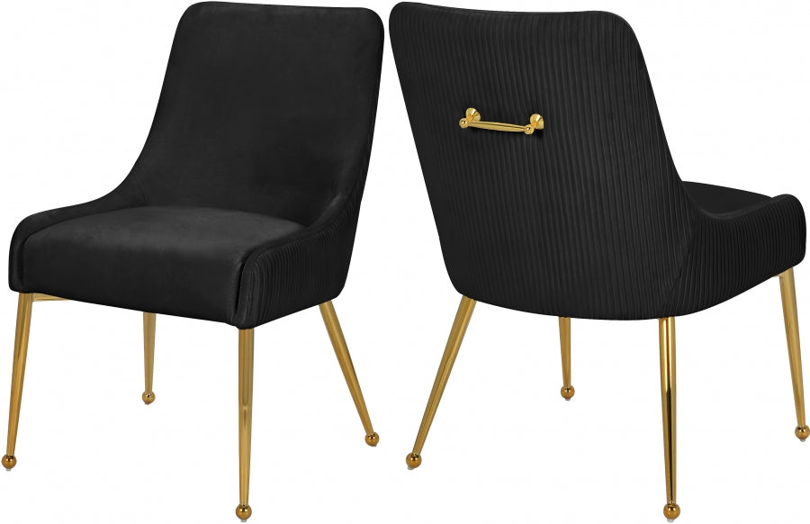 Meridian Furniture - Ace Velvet Dining Chair Set of 2 in Black - 855Black - GreatFurnitureDeal