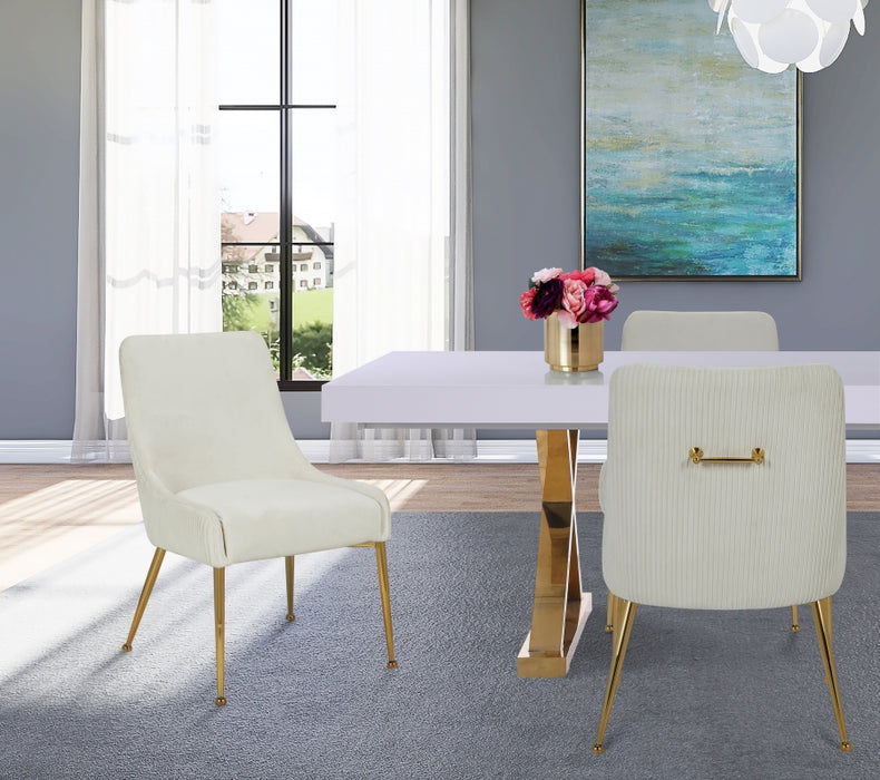 Meridian Furniture - Ace Velvet Dining Chair Set of 2 in Cream - 855Cream - GreatFurnitureDeal