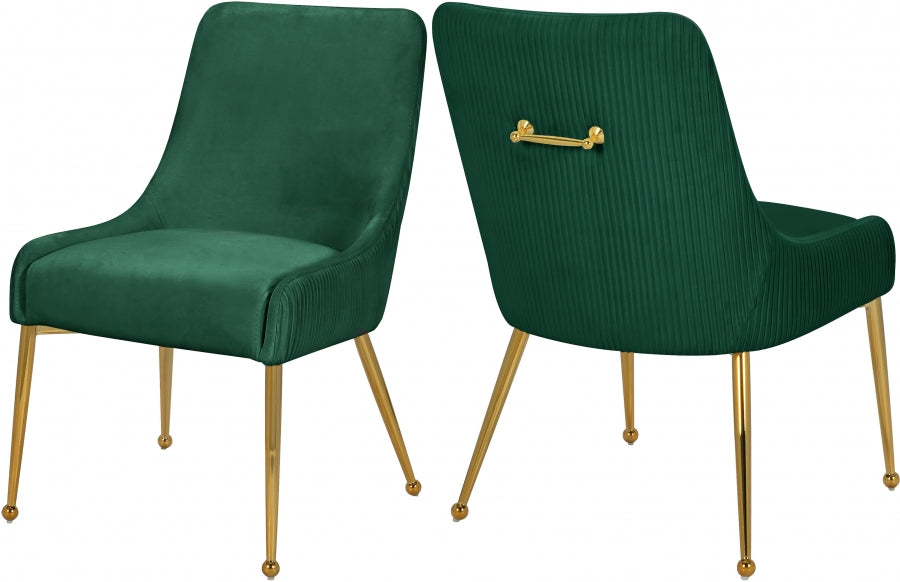 Meridian Furniture - Ace Velvet Dining Chair Set of 2 in Green - 855Green - GreatFurnitureDeal