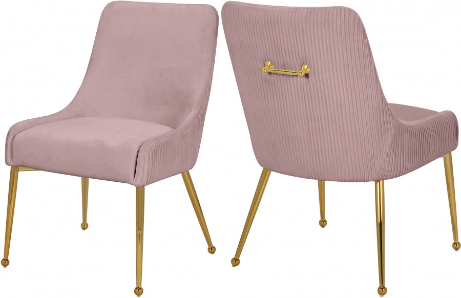 Meridian Furniture - Ace Velvet Dining Chair Set of 2 in Pink - 855Pink - GreatFurnitureDeal