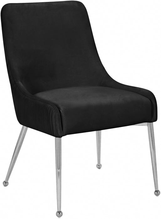 Meridian Furniture - Ace Velvet Dining Chair Set of 2 in Black - 856Black - GreatFurnitureDeal