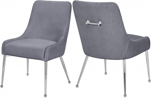 Meridian Furniture - Ace Velvet Dining Chair Set of 2 in Grey - 856Grey - GreatFurnitureDeal