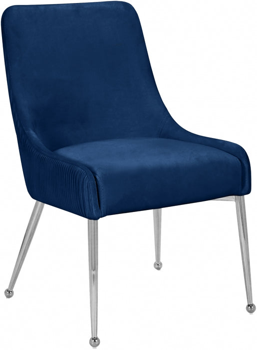 Meridian Furniture - Ace Velvet Dining Chair Set of 2 in Navy - 856Navy - GreatFurnitureDeal