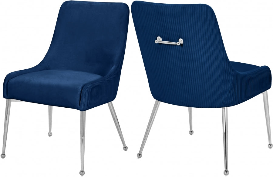Meridian Furniture - Ace Velvet Dining Chair Set of 2 in Navy - 856Navy - GreatFurnitureDeal