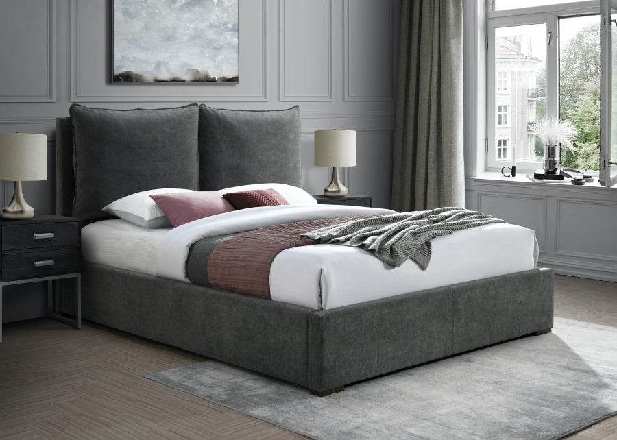 Meridian Furniture - Misha Polyester Fabric Queen Bed in Black - MishaBlack-Q