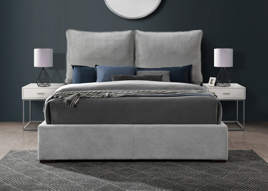 Meridian Furniture - Misha Polyester Fabric Queen Bed in Grey - MishaGrey-Q - GreatFurnitureDeal