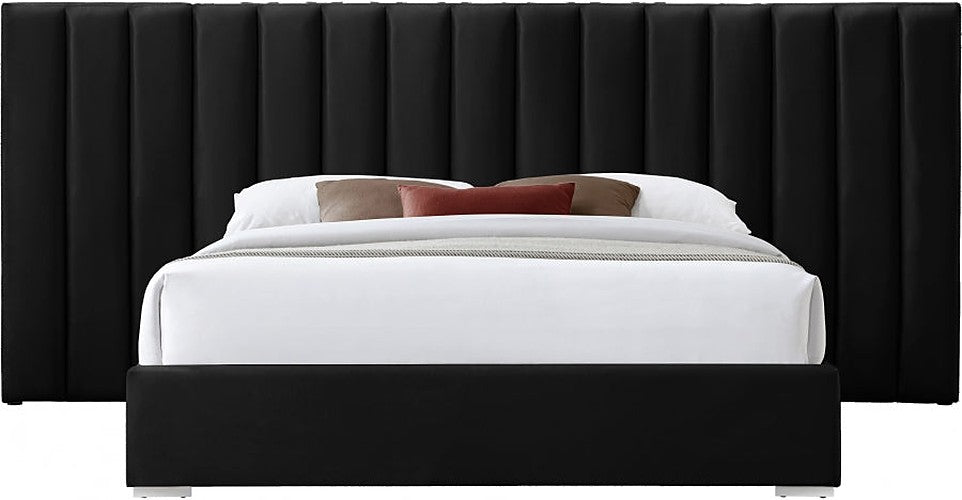Meridian Furniture - Pablo Velvet King Bed in Black - PabloBlack-K - GreatFurnitureDeal