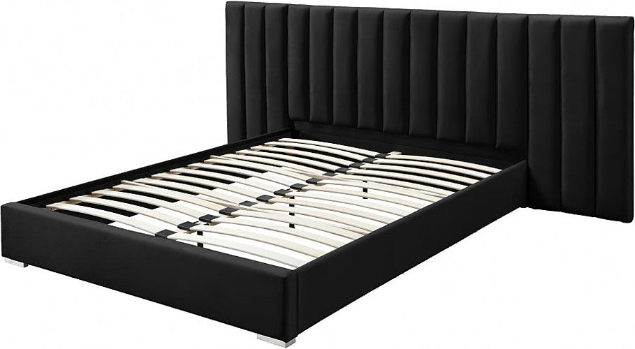Meridian Furniture - Pablo Velvet King Bed in Black - PabloBlack-K - GreatFurnitureDeal