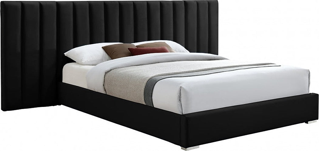 Meridian Furniture - Pablo Velvet King Bed in Black - PabloBlack-K - GreatFurnitureDeal